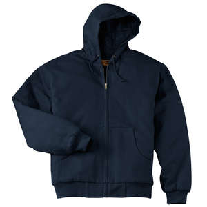 CornerStone Heavyweight Full-Zip Hooded Sweatshirt with Thermal Lining - Dark/All Blue, Navy