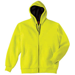 CornerStone Safety Heavyweight Full-Zip Hooded Sweatshirt with Thermal Lining - Dark/All Yellow, Safety