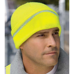 CornerStone Safety Beanie with Reflective Stripe - Dark/All Yellow, Safety/Reflective