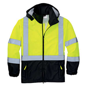 CornerStone ANSI Class 3 Safety Windbreaker - Dark/All Yellow, Safety/Black