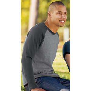 District Threads Heathered Jersey Long Sleeve Raglan Tee - Dark/All