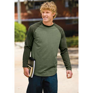 District Threads Heathered Jersey Long Sleeve Raglan Tee - Dark/All