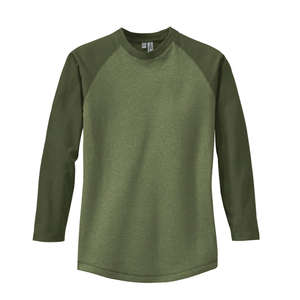 District Threads Heathered Jersey Long Sleeve Raglan Tee - Dark/All Green, Heathered Army
