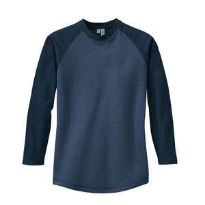 District Threads Heathered Jersey Long Sleeve Raglan Tee - Dark/All Blue, Heathered Navy