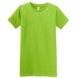 District Threads Junior Ladies Short Sleeve Perfect Weight District Tee - Dark/Colors Lime, Shock