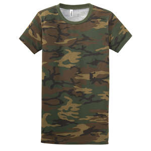 District Threads Junior Ladies Short Sleeve Camo Perfect Weight District Tee - Dark/All Camo, Military