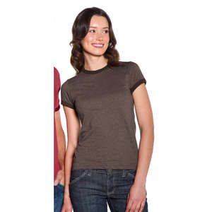 District Threads Junior Ladies Heathered Jersey Perfect Weight Ringer Tee - Dark/All 