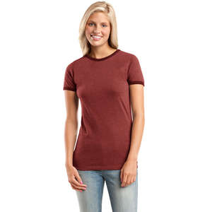 District Threads Junior Ladies Heathered Jersey Perfect Weight Ringer Tee - Dark/All 