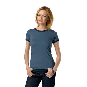 District Threads Junior Ladies Heathered Jersey Perfect Weight Ringer Tee - Dark/All 