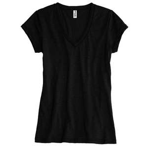 District Threads Junior Ladies Slub V-Neck Tee - Dark/All Black, Jet