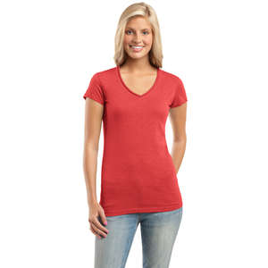 Custom Promotional District Threads Junior Ladies Slub V-Neck Tee - Dark/All