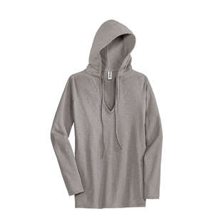 District Threads Junior Ladies Slub V-Neck Hoodie - Dark/All Gray, Frost