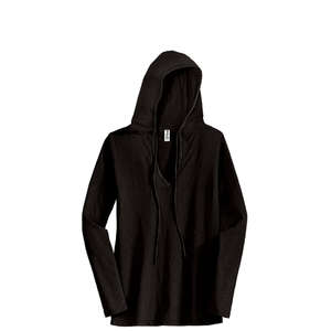 District Threads Junior Ladies Slub V-Neck Hoodie - Dark/All Black, Jet