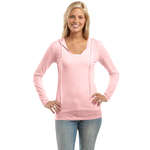 Wholesale Ladies T-Shirts - District Threads Junior Ladies Slub V-Neck Hoodie - Dark/All