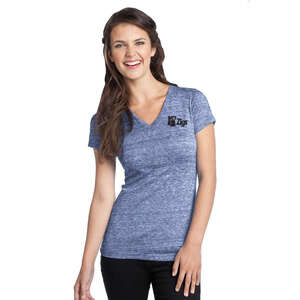 Custom Promotional District Threads Junior Ladies Tri-Blend V-Neck Tee - Dark/All
