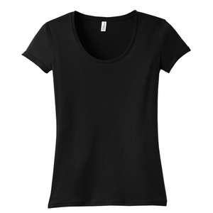 District Threads Junior Ladies Deep Scoop Tee - Dark/All Black