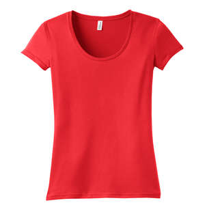 District Threads Junior Ladies Deep Scoop Tee - Dark/All Coral, Bright
