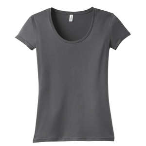 District Threads Junior Ladies Deep Scoop Tee - Dark/All Gray, Warm