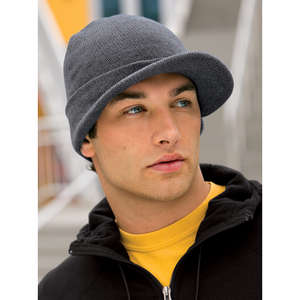 Custom Promotional District Threads Knit Hat with Bill - Dark/All