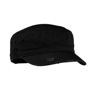 District Threads Distressed Military Hat - Dark/All Black