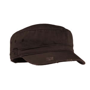 District Threads Distressed Military Hat - Dark/All Brown, Chocolate