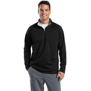 Sport-Tek Sport-Wick Quarter-Zip Fleece Pullover - Dark/All Black/Silver