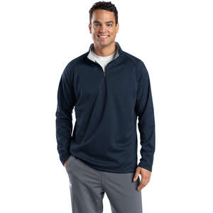 Sport-Tek Sport-Wick Quarter-Zip Fleece Pullover - Dark/All Blue, Navy/Silver