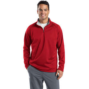 Sport-Tek Sport-Wick Quarter-Zip Fleece Pullover - Dark/All Red/Silver