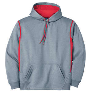 Sport-Tek Tech Fleece Hooded Sweatshirt - Dark/All Gray, Heathered/Red