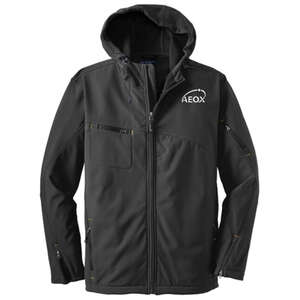 Custom Promotional Port Authority Textured Hooded Soft Shell Jacket - Dark/All