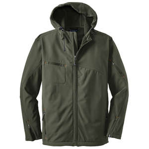 Port Authority Textured Hooded Soft Shell Jacket - Dark/All Green, Mineral/Orange, Soft