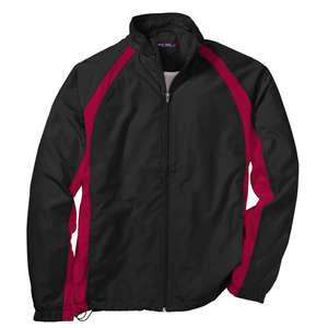 Sport-Tek 5-in-1 Performance Full-Zip Warm-Up Jacket - Dark/All Black/Red