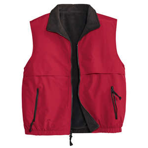 Port Authority Reversible Terra-Tek Nylon and Fleece Vest - Dark/All Red/Black