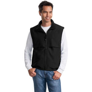 Port Authority Reversible Terra-Tek Nylon and Fleece Vest - Dark/All Black/Black