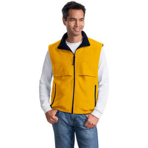 Port Authority Reversible Terra-Tek Nylon and Fleece Vest - Dark/All Goldenrod/Black