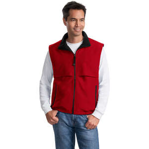 Port Authority Reversible Terra-Tek Nylon and Fleece Vest - Dark/All Red/Black