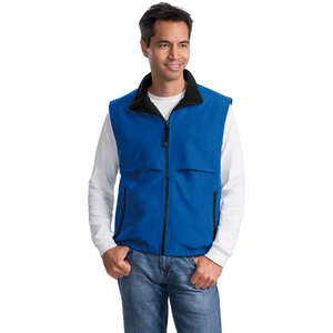 Port Authority Reversible Terra-Tek Nylon and Fleece Vest - Dark/All Blue, Royal/Black