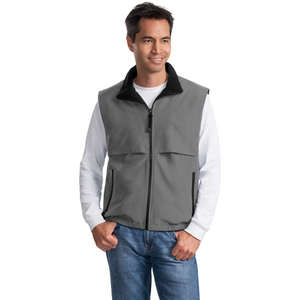Port Authority Reversible Terra-Tek Nylon and Fleece Vest - Dark/All Titanium/Black