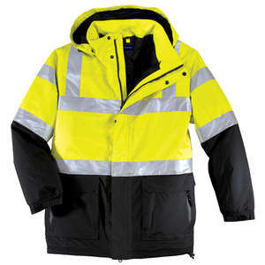 Port Authority ANSI Class 3 Safety Heavyweight Parka - Dark/All Yellow, Safety/Black/Reflective