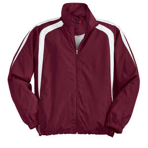 Sport-Tek Colorblock Raglan Jacket - Dark/All Maroon/White