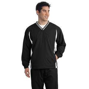 Sport-Tek Tipped V-Neck Raglan Wind Shirt - Dark/All