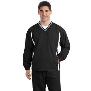 Sport-Tek Tipped V-Neck Raglan Wind Shirt - Dark/All