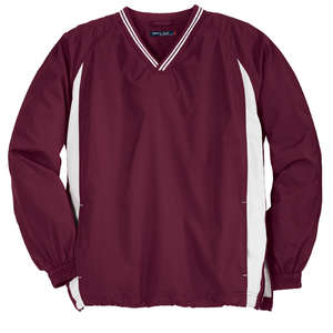 Sport-Tek Tipped V-Neck Raglan Wind Shirt - Dark/All Maroon/White