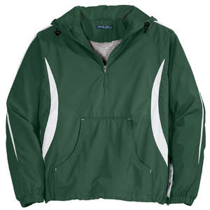 Sport-Tek Colorblock Raglan Anorak - Dark/All Green, Forest/White