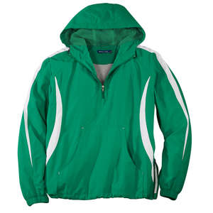 Sport-Tek Colorblock Raglan Anorak - Dark/All Green, Kelly/White
