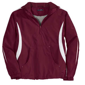 Sport-Tek Colorblock Raglan Anorak - Dark/All Maroon/White