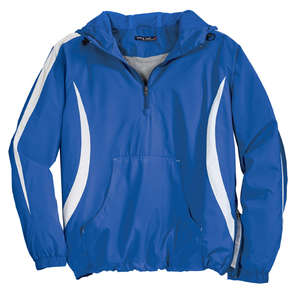Sport-Tek Colorblock Raglan Anorak - Dark/All Blue, Royal/White