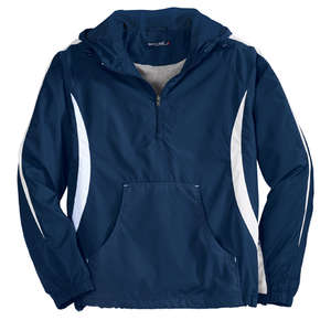 Sport-Tek Colorblock Raglan Anorak - Dark/All Blue, Navy/White