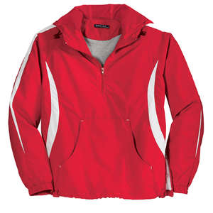 Sport-Tek Colorblock Raglan Anorak - Dark/All Red/White