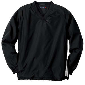 Sport-Tek V-Neck Raglan Wind Shirt - Dark/All Black